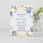 黄淡い色の塵性ブルーピーニーフローラブライダルシャワー 招待状 (スタンド正面)