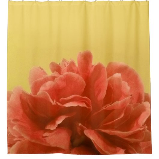 黄淡い色の桃フローラ シャワーカーテン (正面)