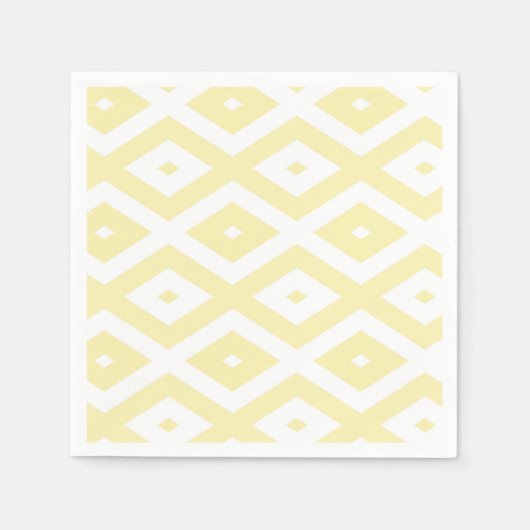 黄淡い色の白ダイヤモンドパターン スタンダードカクテルナプキン (正面)