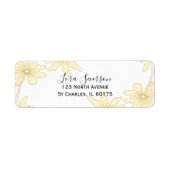 黄淡い色の白デイジー差出人住所ラベル ラベル (正面)