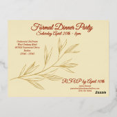 黄淡い色の色およびグラフィック金ゴールドリーフ誕生日 箔招待状ポストカード (裏面)