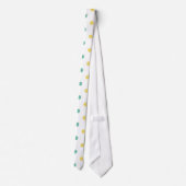 黄淡い色の色とティール(緑がかった色)緑の水玉模様 ネクタイ (裏面)