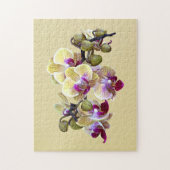 黄淡い色の色とマゼンタの花 ジグソーパズル (縦)