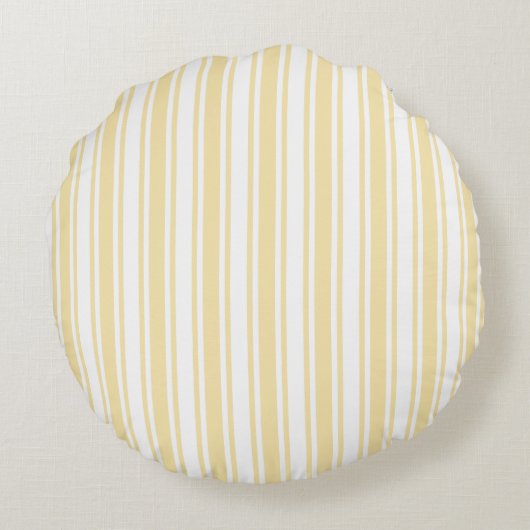 黄淡い色の色と白ストライプ色 ラウンドクッション (裏面)