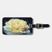 黄淡い色の色のバラ開花パーソナライズされた ラゲッジタグ (正面横)