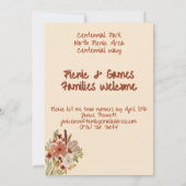 黄淡い色の色インディアン赤フローラ水カラー誕生日 招待状 (裏面)