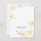 黄淡い色の色デイジーウェディングレセプション座席表 出欠カード (正面)