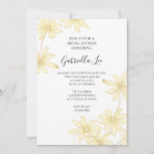黄淡い色の色デイジーオンホワイトブライダルシャワー 招待状 (正面)