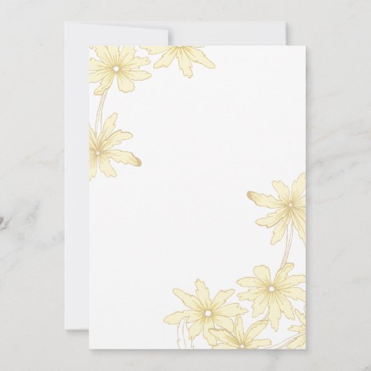 黄淡い色の色デイジーオンホワイトブライダルシャワー 招待状 (裏面)