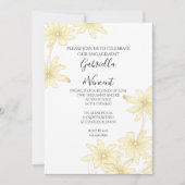 黄淡い色の色デイジーオンホワイト婚約パーティ 招待状 (正面)