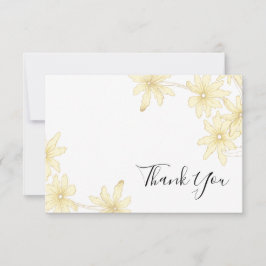 黄淡い色の色デイジーフラットサンキューノート 招待状