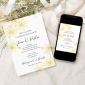 黄淡い色の色デイジーフローラお祝い 招待状