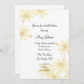 黄淡い色の色デイジーブライダルシャワー 招待状 (正面/裏面)