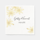 黄淡い色の色デイジー結婚ズ スタンダードカクテルナプキン (正面)