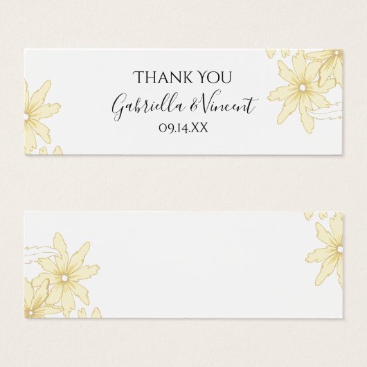 黄淡い色の色デイジー結婚式の引き出物ラベル (正面&裏面)