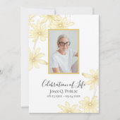 黄淡い色の色デイジー花お祝い 招待状 (正面)