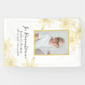 黄淡い色の色デイジー花お祝い 横断幕 (横)