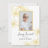 黄淡い色の色デイジー花生葬式パーティー 招待状 (正面)