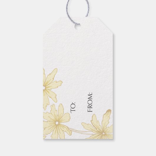 黄淡い色の色デイジー表示ブライダルシャワー ギフトタグ (裏面)