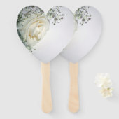 黄淡い色の色ローズコーナーハート形ハンドファン ハンドファン (正面&裏面)