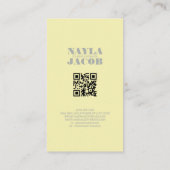 黄淡い色の色市松模様にQRコード 名刺 (裏面)