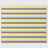 黄淡い色の色、パステルブルーとブラウンストライプ色 ラッピングペーパー (フラット)