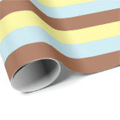 黄淡い色の色、パステルブルーとブラウンストライプ色 ラッピングペーパー (ロールコーナー)
