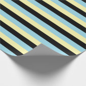 黄淡い色の色、黒、パステルブルーストライプズ ラッピングペーパー (角)
