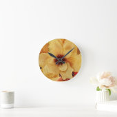 黄淡い色の花顔台所時計 ラウンド壁時計 (ホーム)