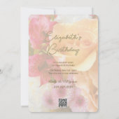 黄淡い色の薔薇の誕生日会の招待状 招待状 (裏面)