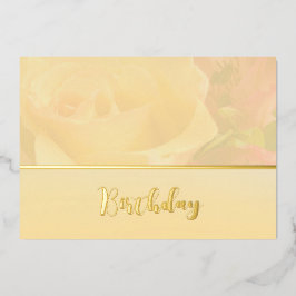 黄淡い色の誕生日 箔招待状