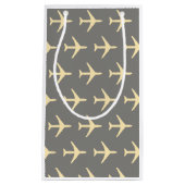 黄淡い色の飛行機飛行機飛行機航空路 スモールペーパーバッグ (正面)