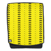 黄淡い色の黒小デザインパターン（の模様が）ある バックパック (正面)