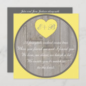 黄灰色の田舎風のハートの押韻式招待 招待状 (正面/裏面)