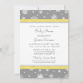 黄灰色の雪のクリスマス·カスタム·ベビー·シャワー 招待状 (裏面)