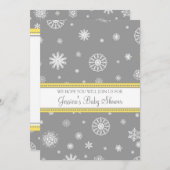 黄灰色の雪のクリスマス·カスタム·ベビー·シャワー 招待状 (正面/裏面)