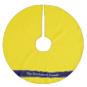 黄無地の色、ネイビーブルーリボン名モノグラム ブラッシュドポリエステルツリースカート (正面)