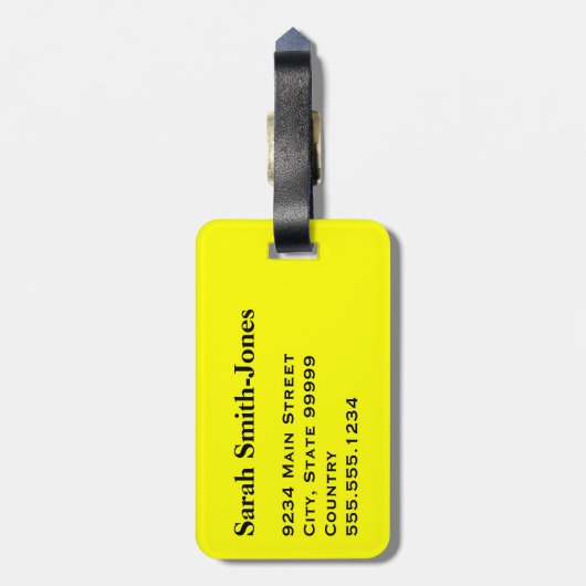 黄無地の色 ラゲッジタグ (裏面縦)