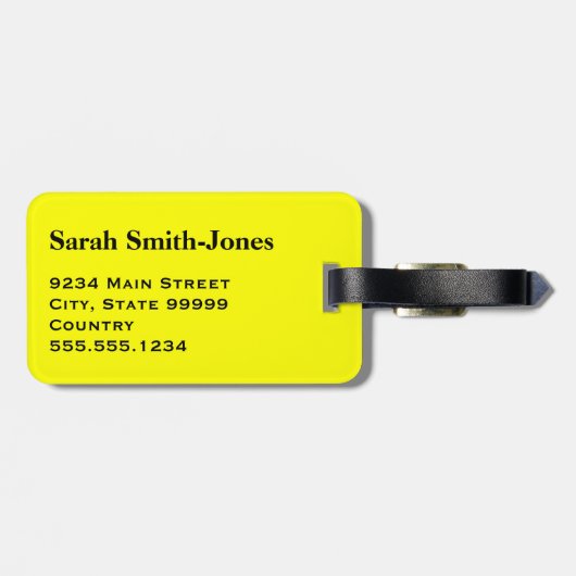 黄無地の色 ラゲッジタグ (裏面横)