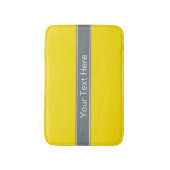 黄無地の色、木炭グレーリボン名モノグラム バスマット (正面縦)