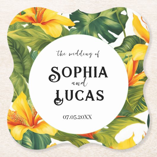 黄熱帯フローラ結婚ズ ペーパーコースター (正面)