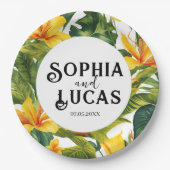黄熱帯フローラ結婚ズ ペーパープレート (正面)
