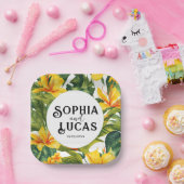 黄熱帯フローラ結婚ズ ペーパープレート (パーティー)