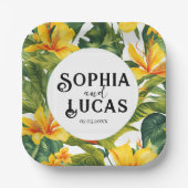 黄熱帯フローラ結婚ズ ペーパープレート (正面)