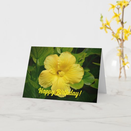 黄熱帯花誕生日グリーティングカード カード (黄色い花)