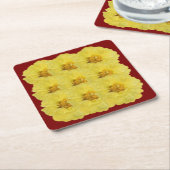 黄牡丹コースター黄色い牡丹のコースター スクエアペーパーコースター (アングル)