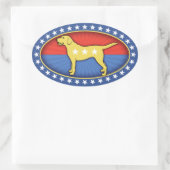 黄犬 楕円形シール (バッグ)