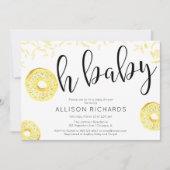 黄男女兼用色いオベビードーナツのベビーシャワー 招待状 (正面)