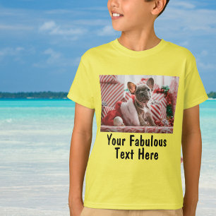 黄男女兼用色パーソナライズされたの写真と文字 Tシャツ