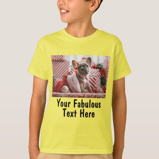 黄男女兼用色パーソナライズされたの写真と文字 Tシャツ (正面)